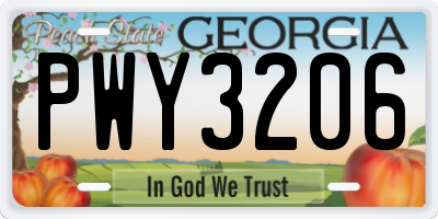 GA license plate PWY3206