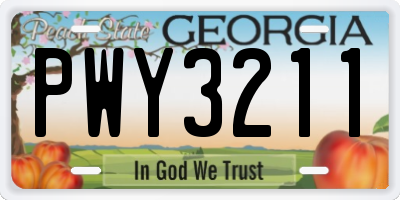 GA license plate PWY3211