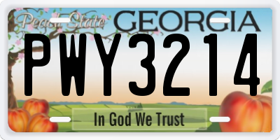 GA license plate PWY3214