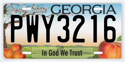 GA license plate PWY3216