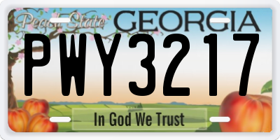 GA license plate PWY3217