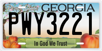 GA license plate PWY3221