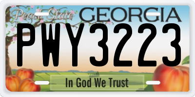 GA license plate PWY3223