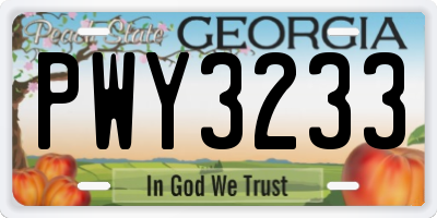 GA license plate PWY3233