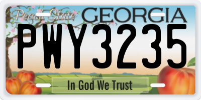 GA license plate PWY3235