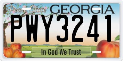 GA license plate PWY3241
