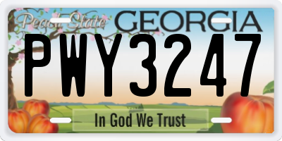 GA license plate PWY3247