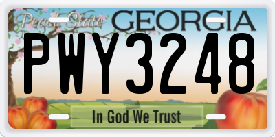 GA license plate PWY3248