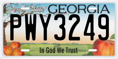 GA license plate PWY3249