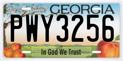 GA license plate PWY3256