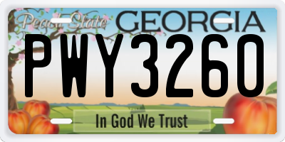GA license plate PWY3260