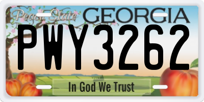 GA license plate PWY3262