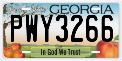 GA license plate PWY3266