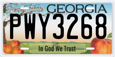 GA license plate PWY3268