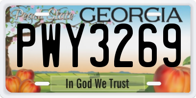 GA license plate PWY3269