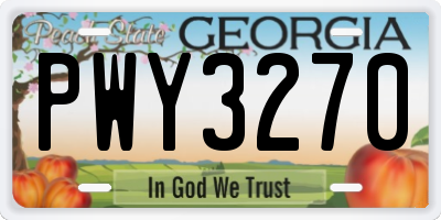 GA license plate PWY3270