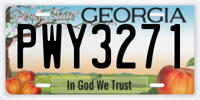 GA license plate PWY3271