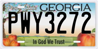 GA license plate PWY3272