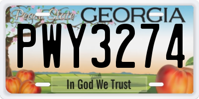 GA license plate PWY3274