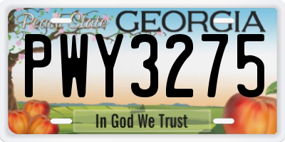 GA license plate PWY3275