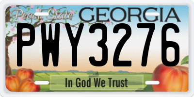 GA license plate PWY3276