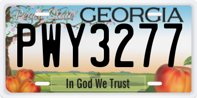 GA license plate PWY3277