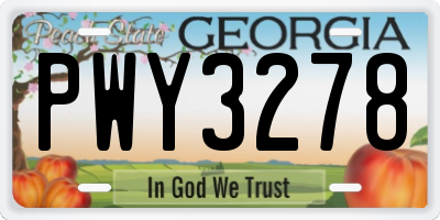 GA license plate PWY3278