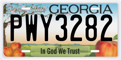 GA license plate PWY3282