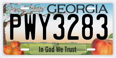 GA license plate PWY3283