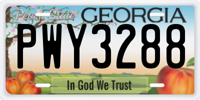 GA license plate PWY3288