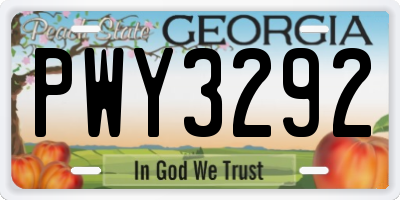 GA license plate PWY3292