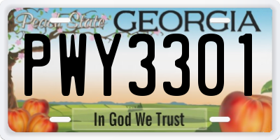 GA license plate PWY3301