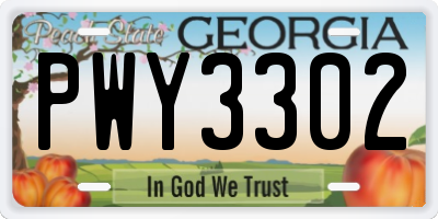 GA license plate PWY3302