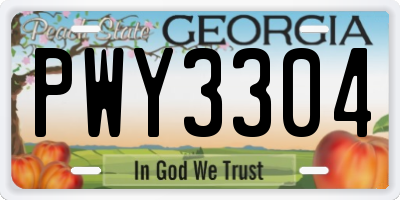 GA license plate PWY3304