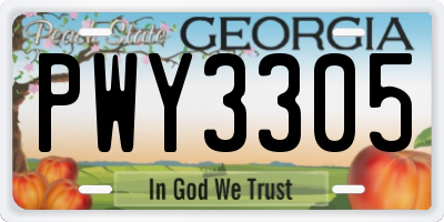 GA license plate PWY3305