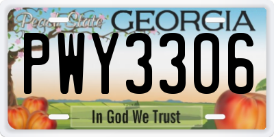 GA license plate PWY3306