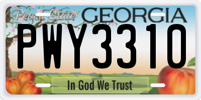 GA license plate PWY3310