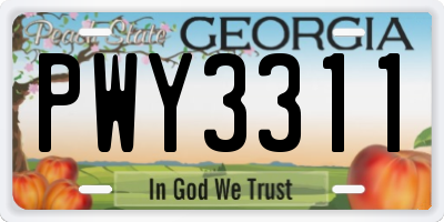 GA license plate PWY3311