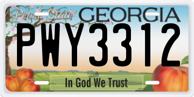 GA license plate PWY3312