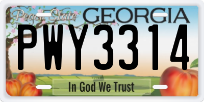 GA license plate PWY3314