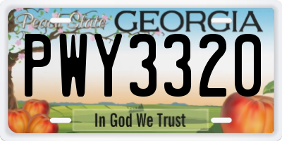 GA license plate PWY3320