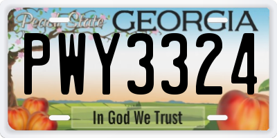 GA license plate PWY3324