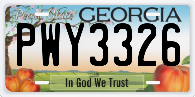 GA license plate PWY3326