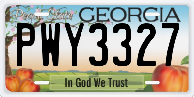 GA license plate PWY3327