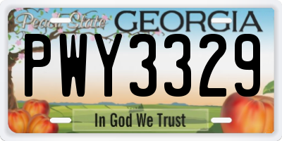 GA license plate PWY3329
