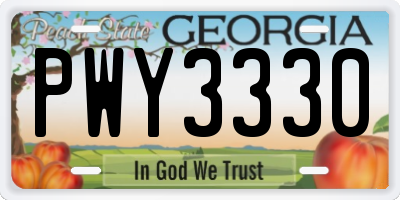 GA license plate PWY3330