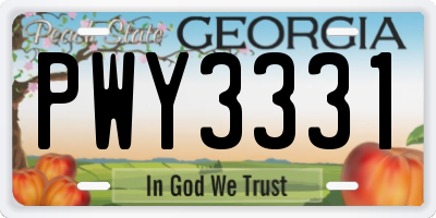 GA license plate PWY3331