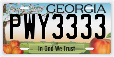 GA license plate PWY3333