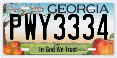 GA license plate PWY3334