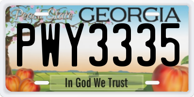 GA license plate PWY3335